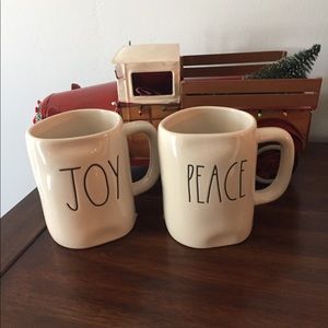 RAE DUNN 2 cups PEACE AND JOY